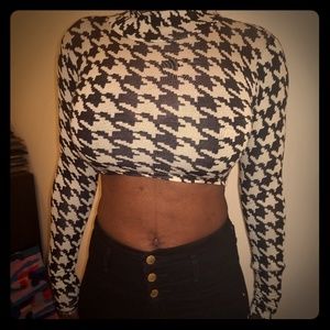 Black and white long sleeve  crop top